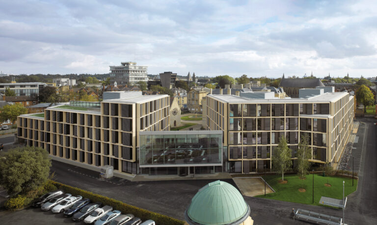 View of the new Mathematical Institute building from Radcliff Observatory